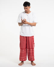 Men's Hill Tribe Cotton Elephant Pants in Red