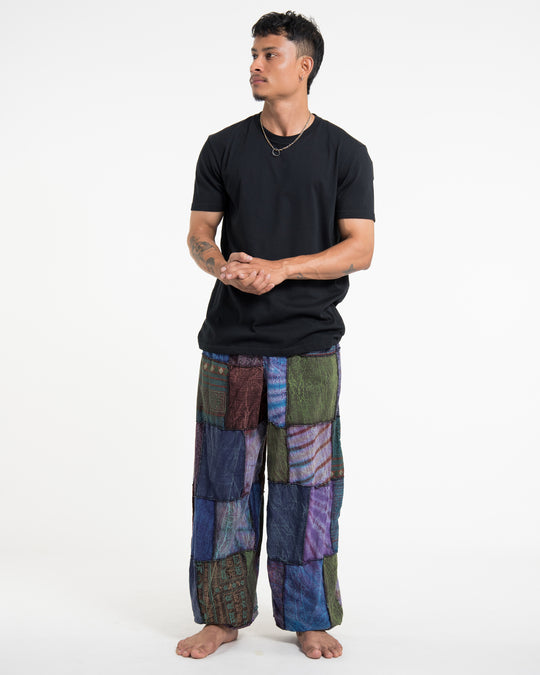 Men's Patchwork Stone Washed Balloon Cotton Pants in Purple