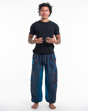 Men's Patchwork Stone Washed Cargo Cotton Pants in Navy 01