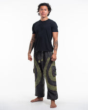 Men's Patchwork Stone Washed Cargo Cotton Pants in Black 04