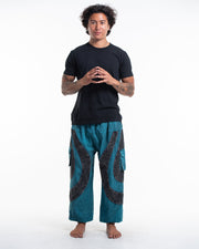 Men's Patchwork Stone Washed Cargo Cotton Pants in Blue 04