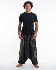 Men's Patchwork Stone Washed Low Cut Cotton Pants in Black 01