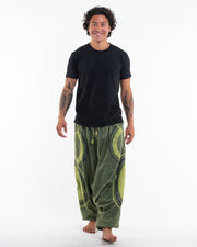 Men's Patchwork Stone Washed Low Cut Cotton Pants in Green 01