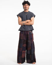 Men's Patchwork Stone Washed Wide Leg Cotton Pants in Dayfade