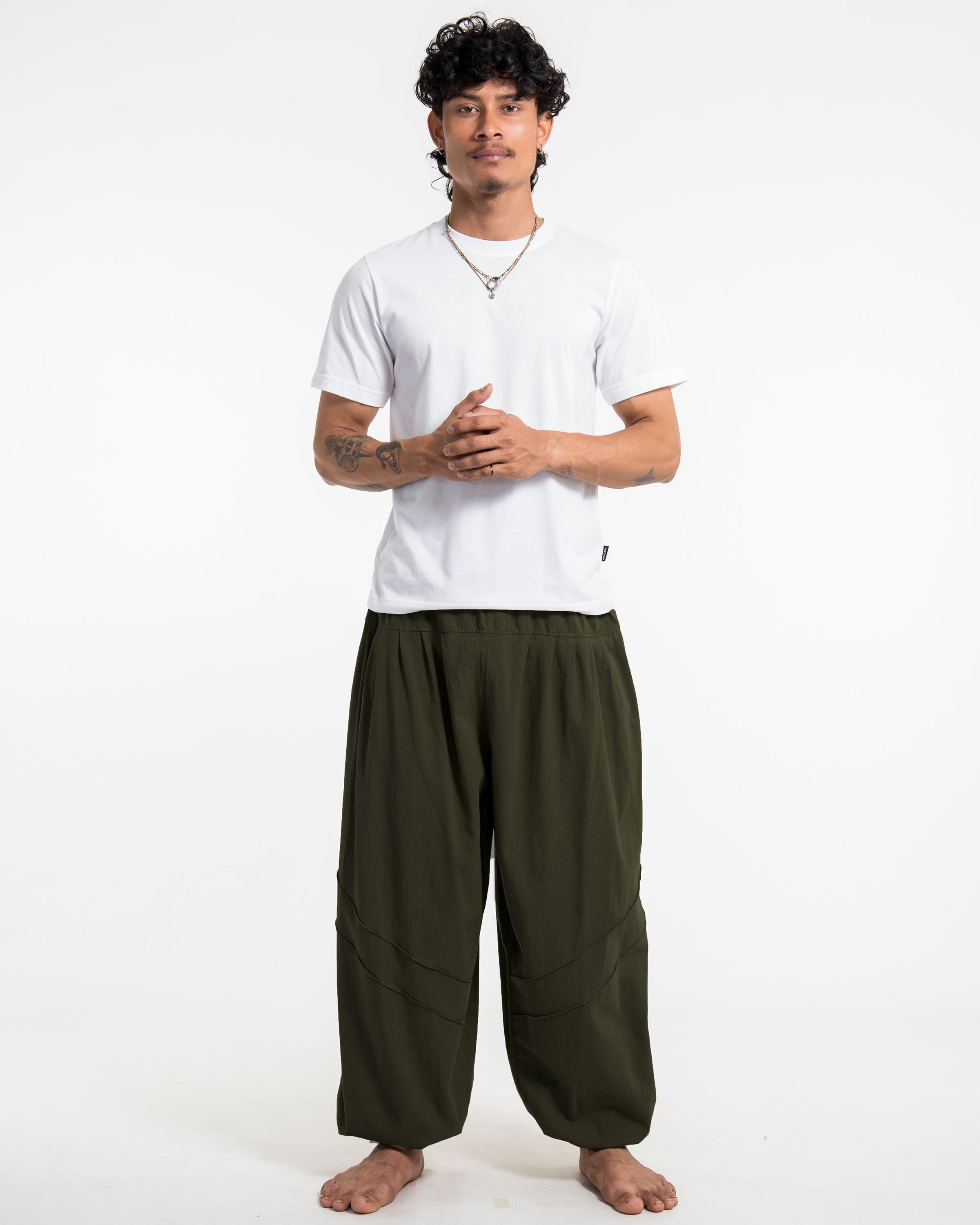 Genie Men's Cotton Harem Pants in Dark Green