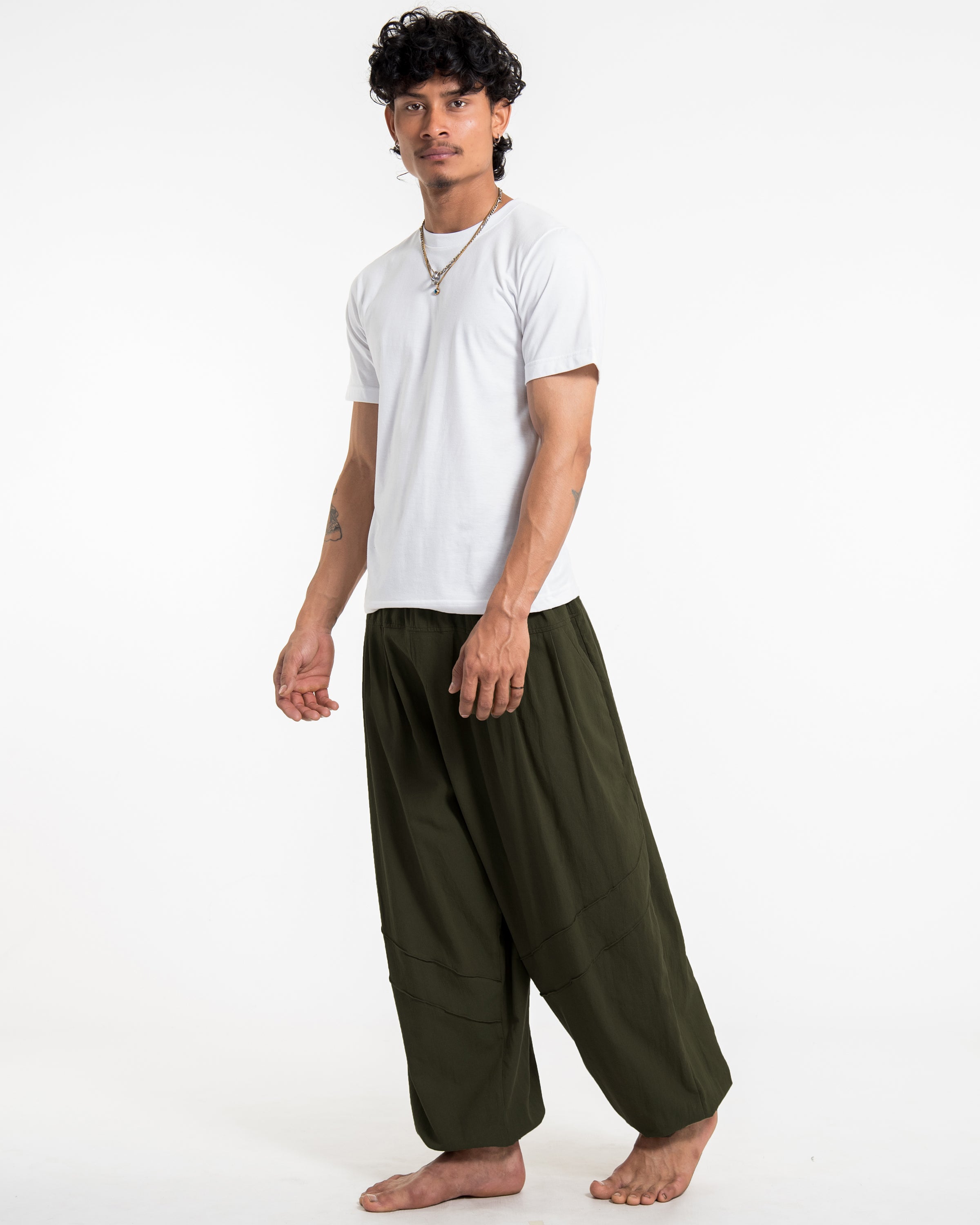Genie Men's Cotton Harem Pants in Dark Green