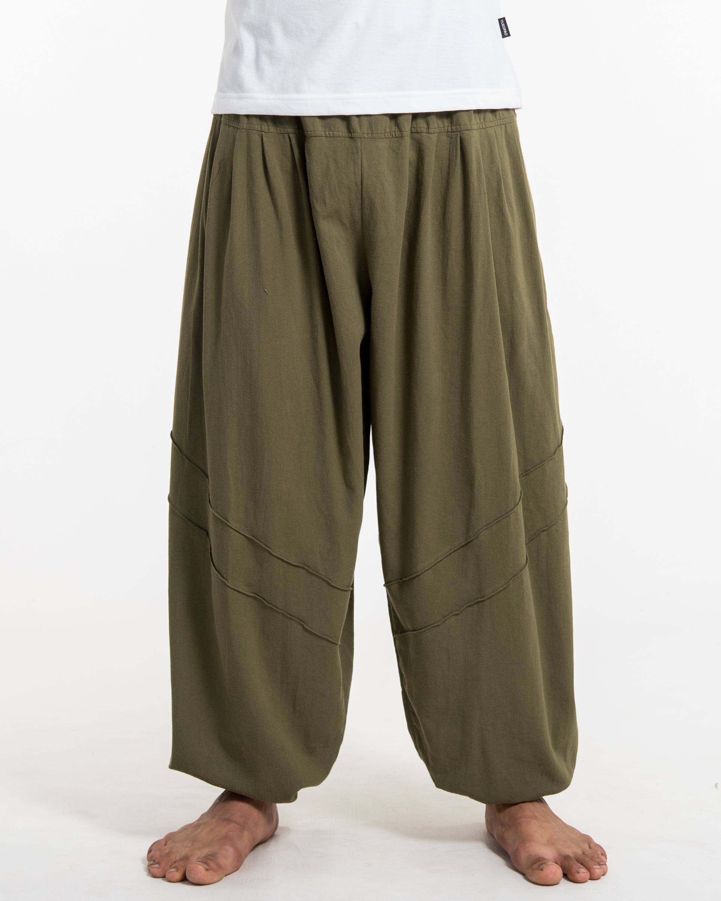 Genie Men's Cotton Harem Pants in Olive Green