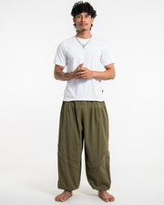 Genie Men's Cotton Harem Pants in Olive Green