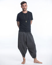 Stone Washed Large Pockets Men's Harem Pants in Black
