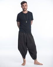 Stone Washed Large Pockets Men's Harem Pants in Black