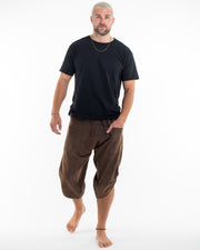 Stone Washed Large Pockets Men's Harem Pants in Brown