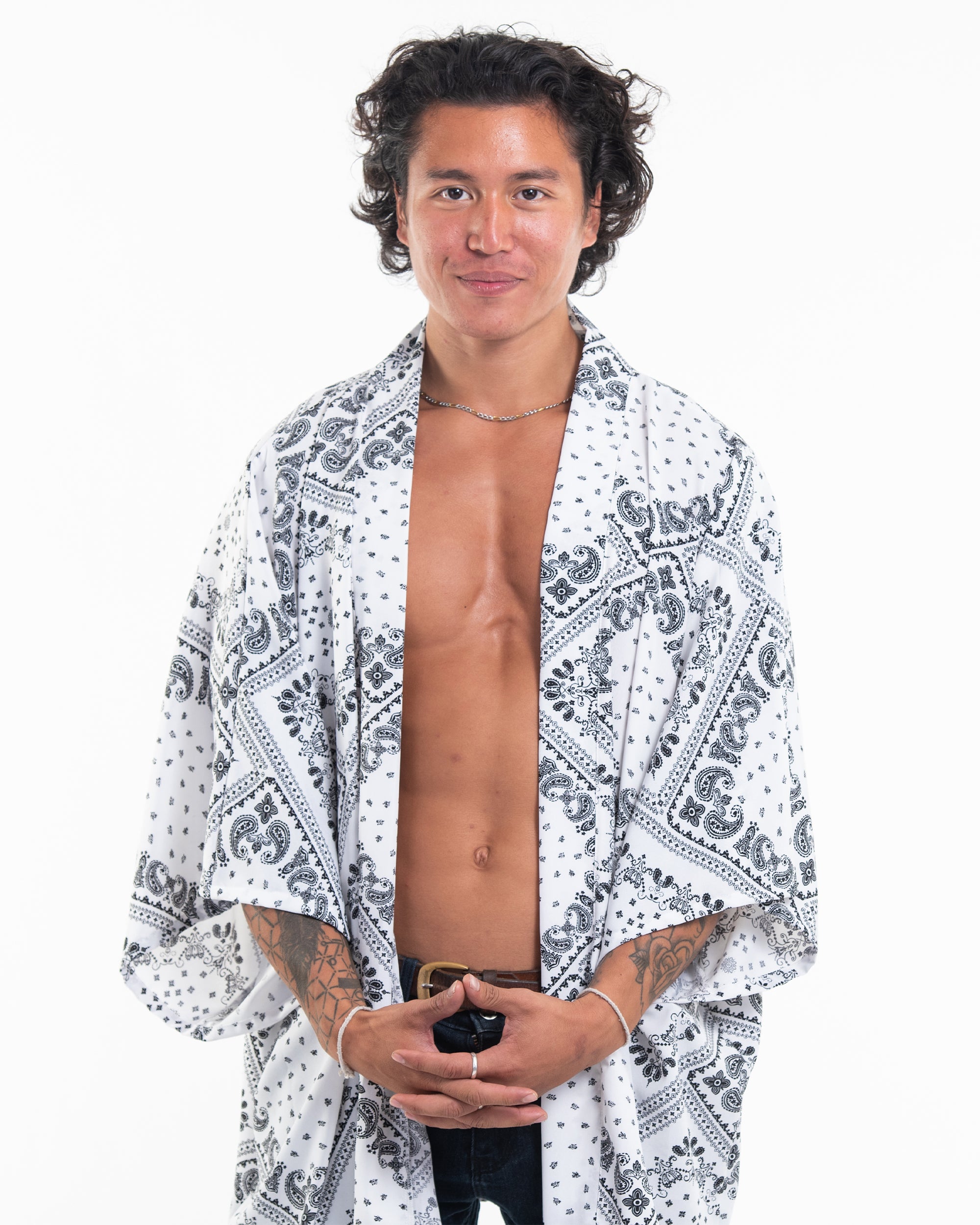 Unisex Patchwork Paisley Lounge Set in White