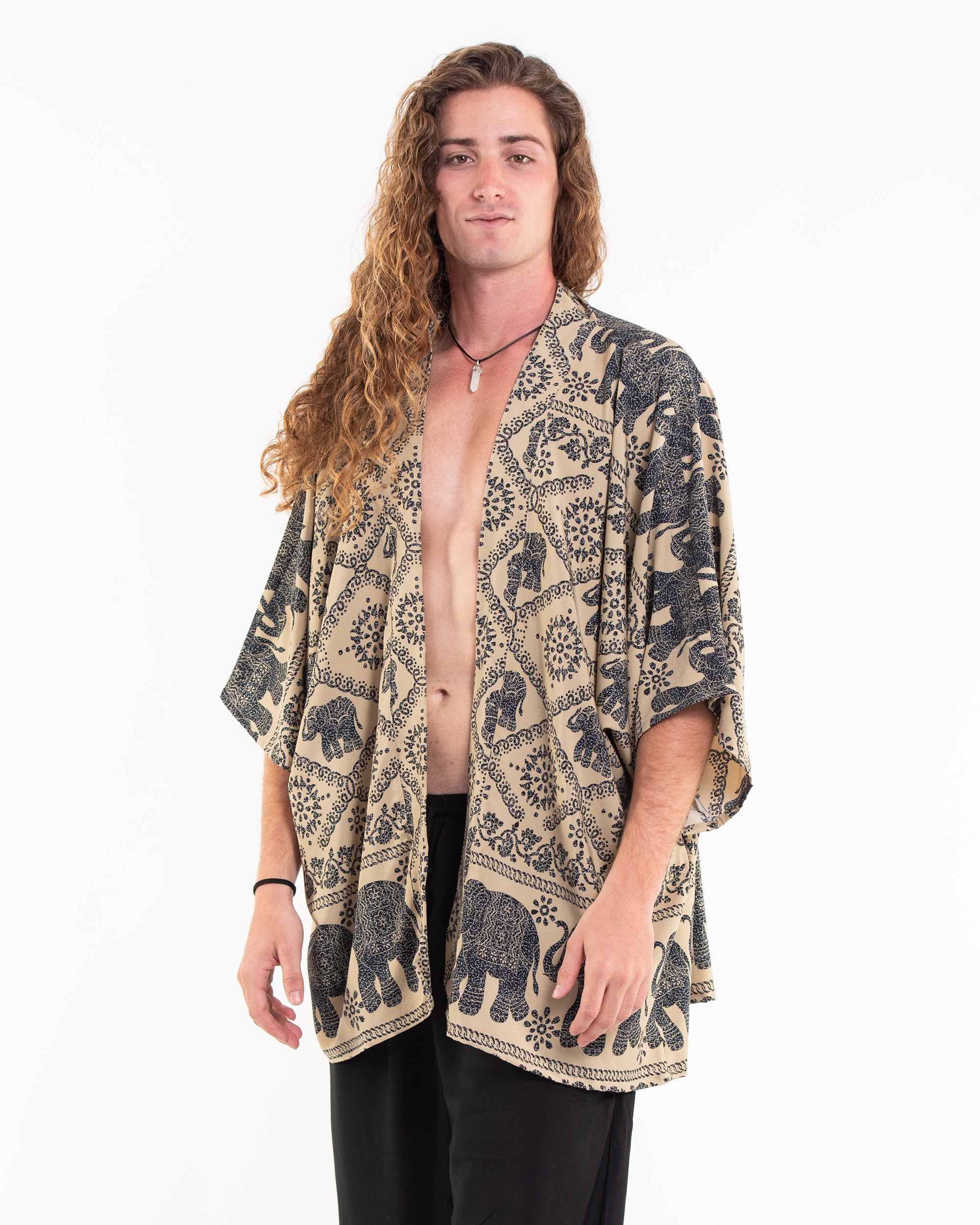 Diamond Elephant Kimono Cardigan in Gold