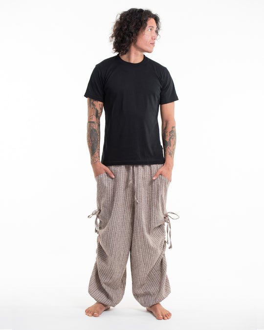 Men's Ribbed Tencel Cotton Blend Pants in Brown