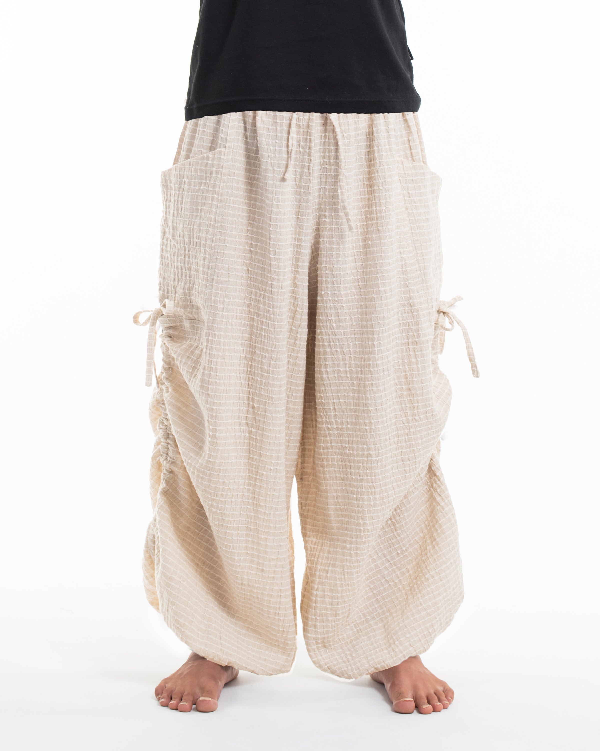 Men's Ribbed Linen Cotton Blend Pants in Natural