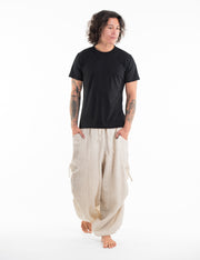 Men's Ribbed Linen Cotton Blend Pants in Natural