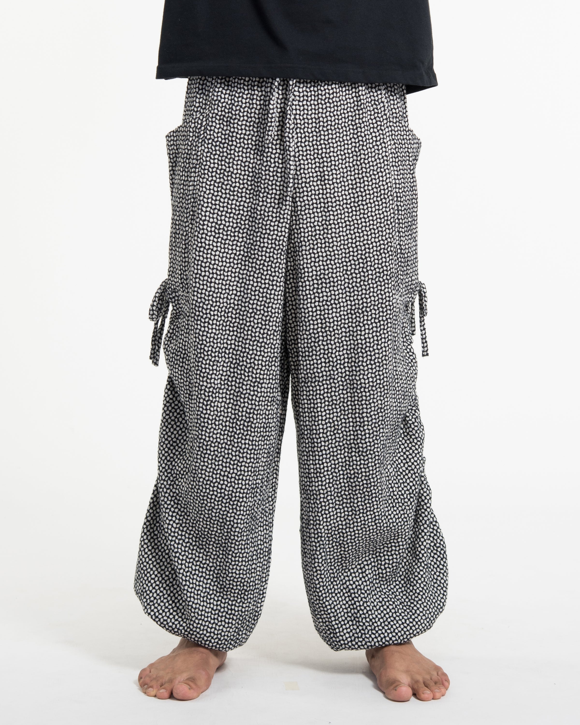 Men's Ribbed Linen Cotton Blend Pants in Black