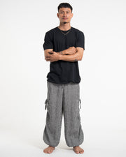 Men's Ribbed Linen Cotton Blend Pants in Black