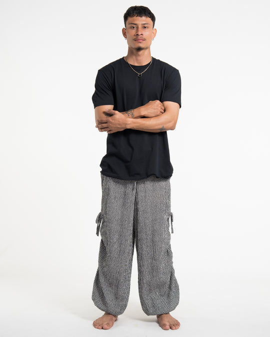 Men's Ribbed Linen Cotton Blend Pants in Black