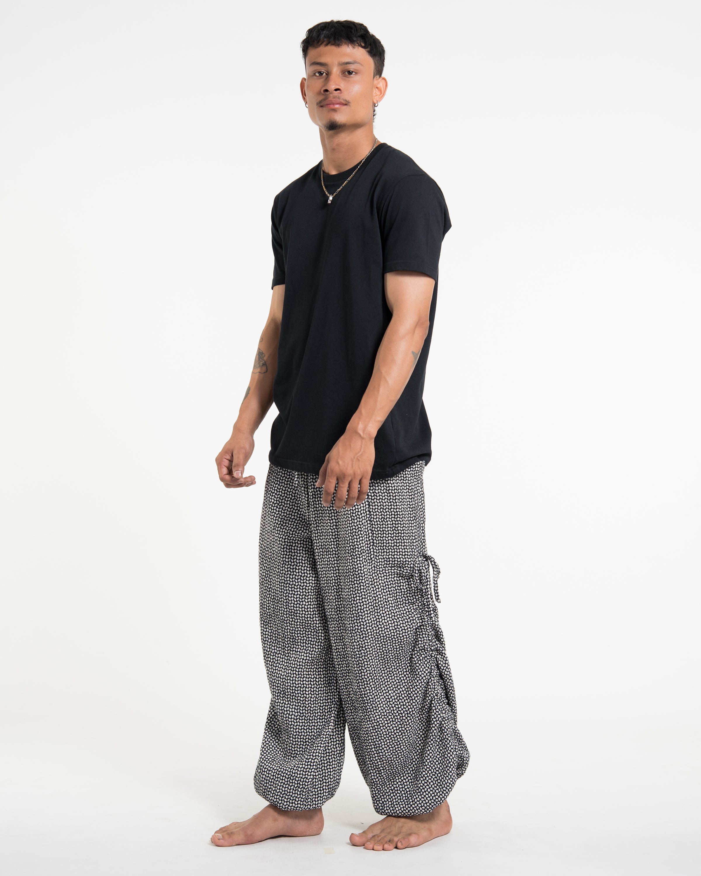 Men's Ribbed Linen Cotton Blend Pants in Black