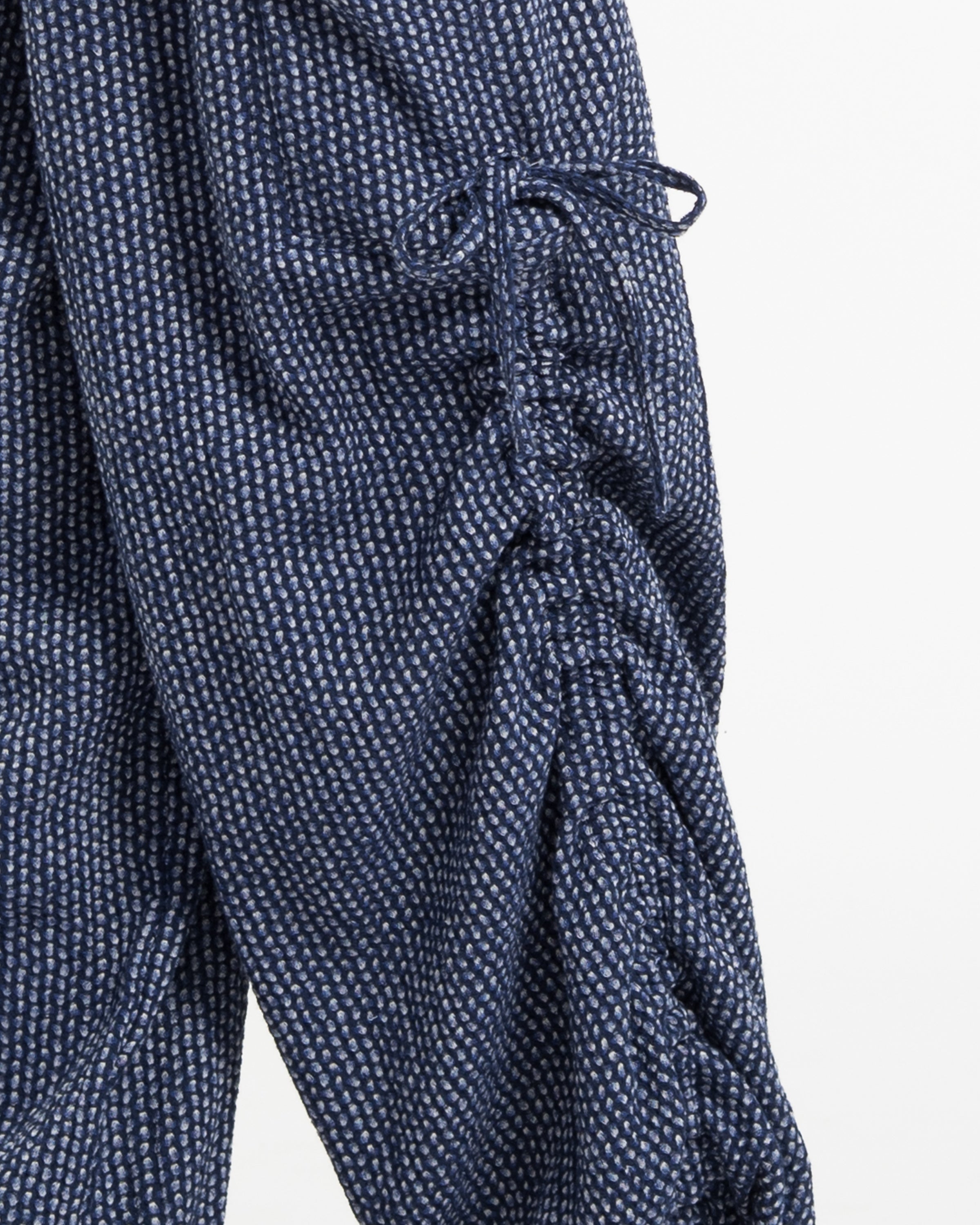 Women's Ribbed Linen Cotton Blend Pants in Blue
