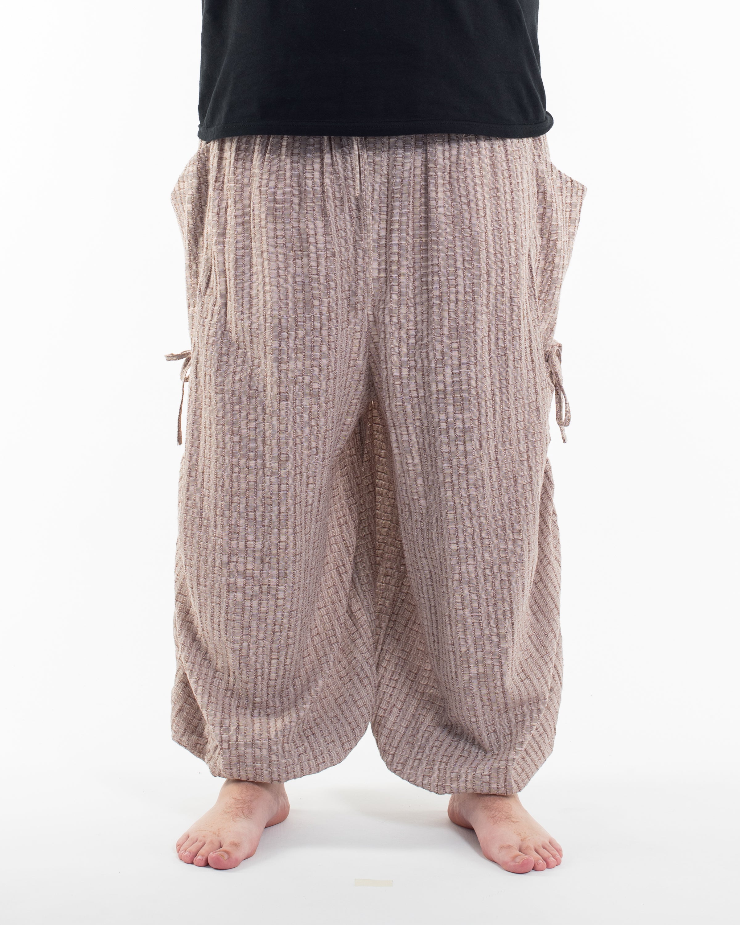 Plus Size Men's Ribbed Tencel Cotton Blend Pants in Brown