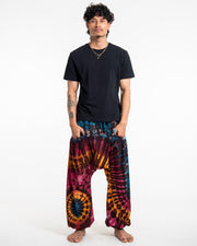 Tie Dye Cotton Men Harem Pants in Blue Brown