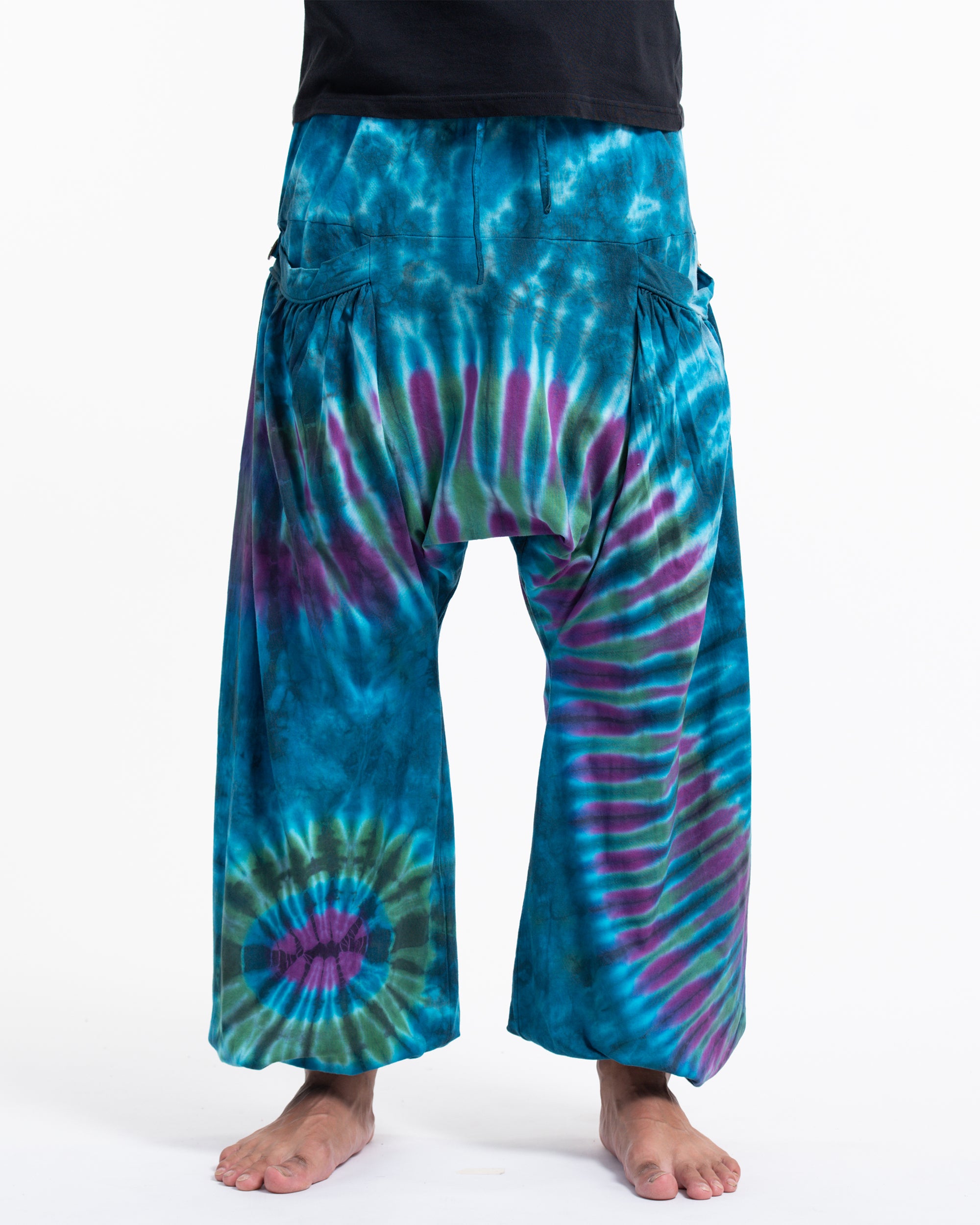 Tie Dye Cotton Men Harem Pants in Blue
