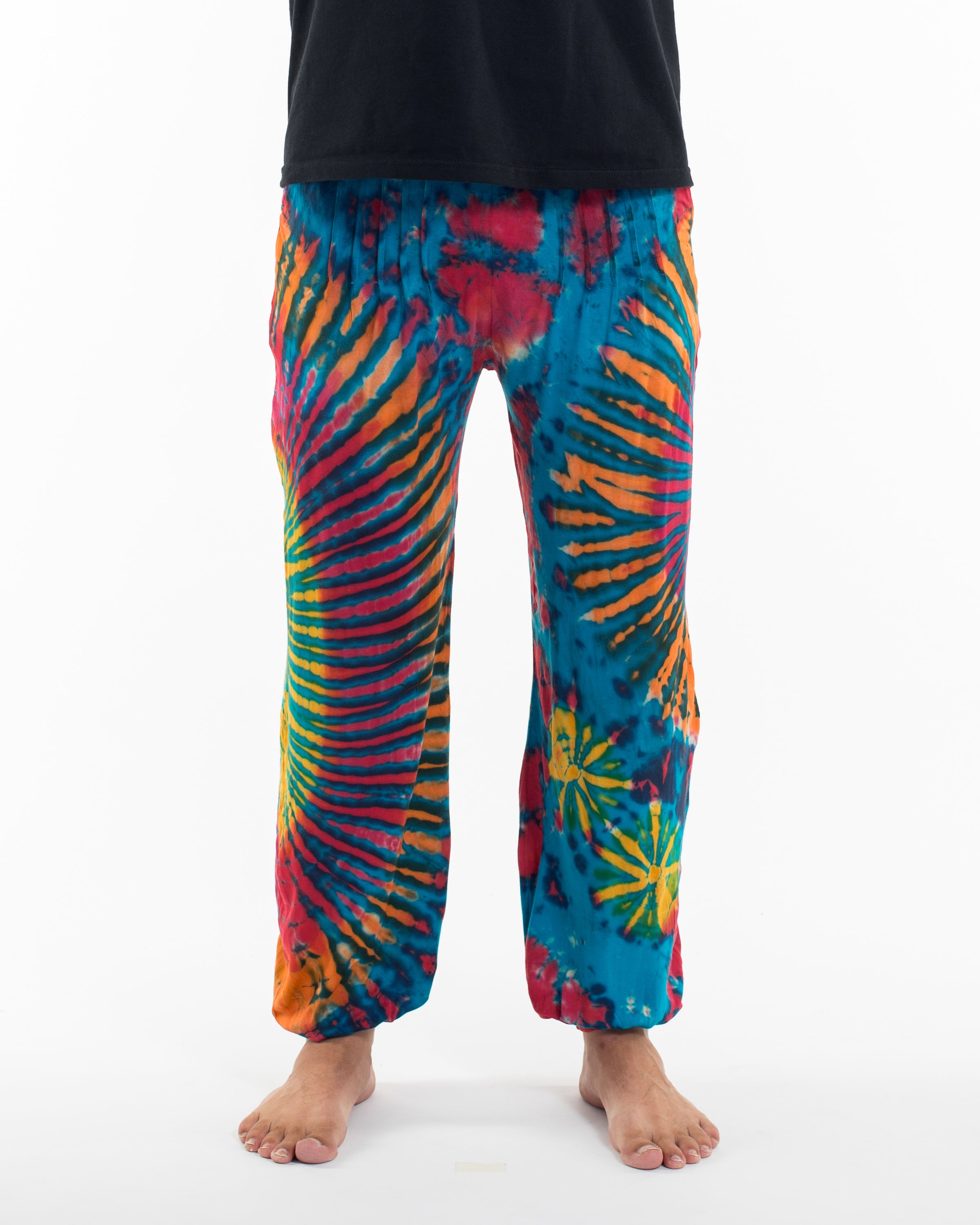 Soft Flex Mens Tie Dye Harem Pants in Blue