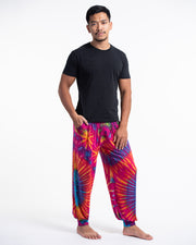 Soft Flex Mens Tie Dye Harem Pants in Pink