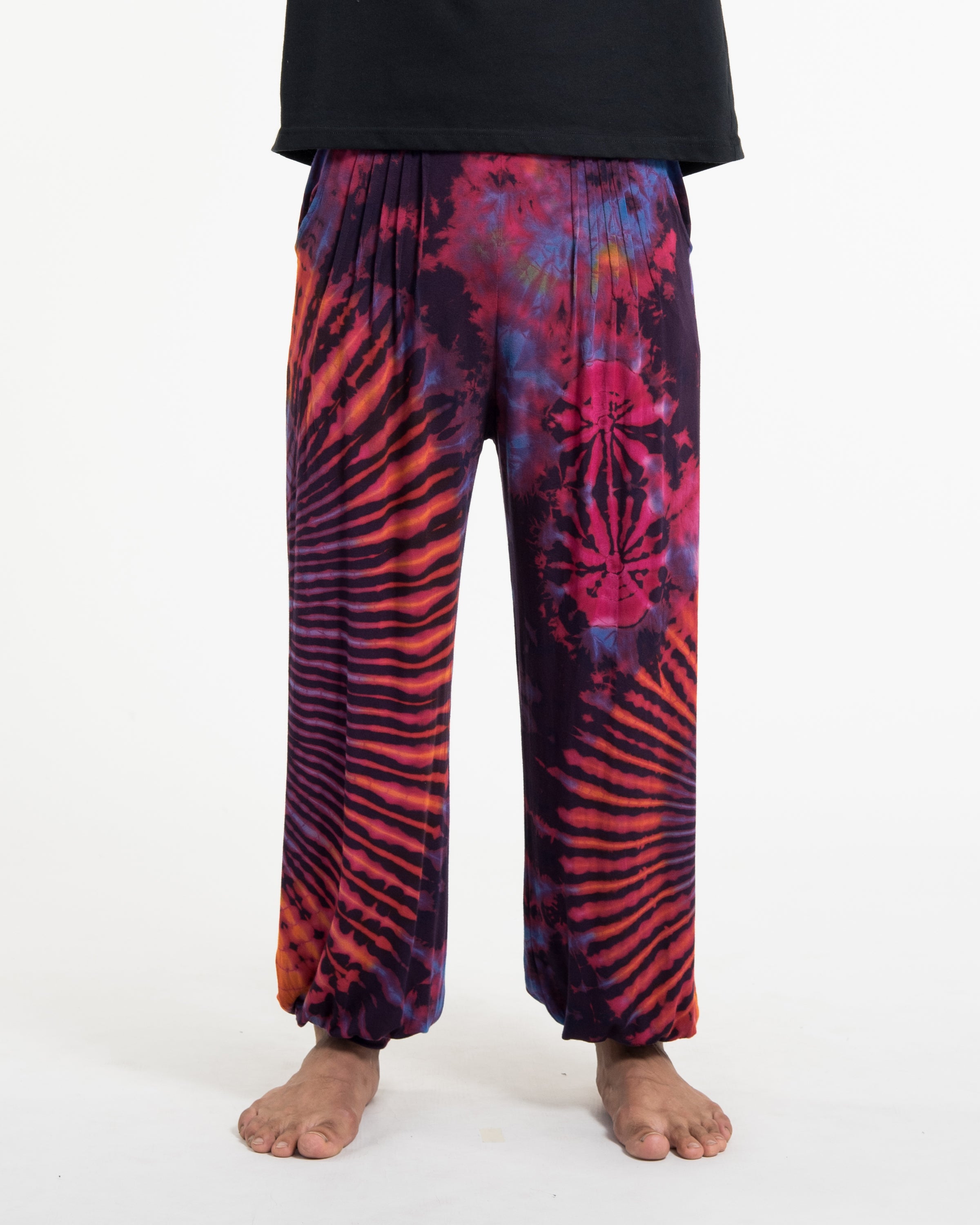 Soft Flex Mens Tie Dye Harem Pants in Purple