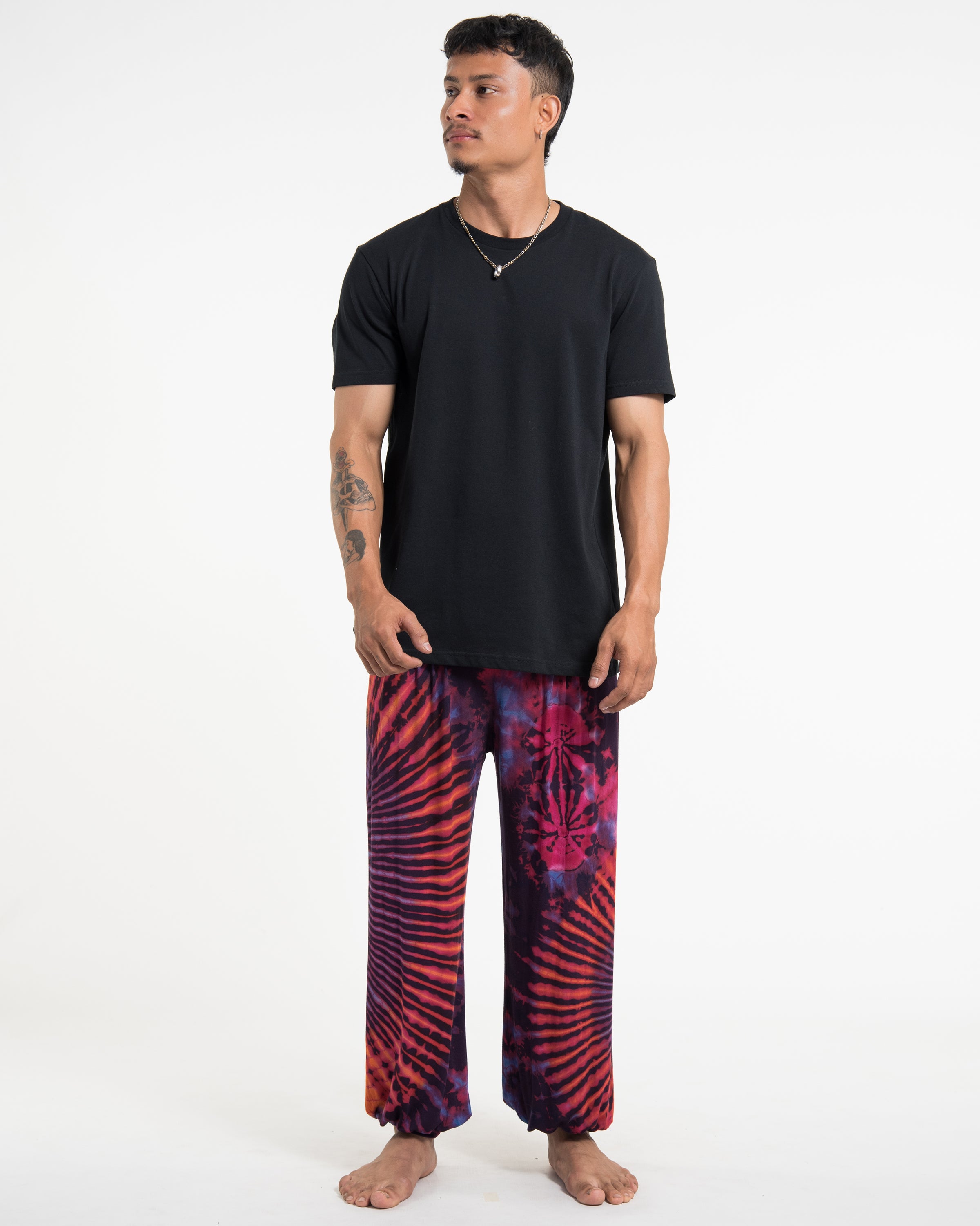 Soft Flex Mens Tie Dye Harem Pants in Purple