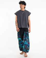 Tie Dye Cotton Men Harem Pants in Patchwork Black