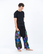 Tie Dye Cotton Men Harem Pants in Patchwork Black