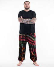 Plus Size Soft Flex Mens Tie Dye Harem Pants in Black Pink