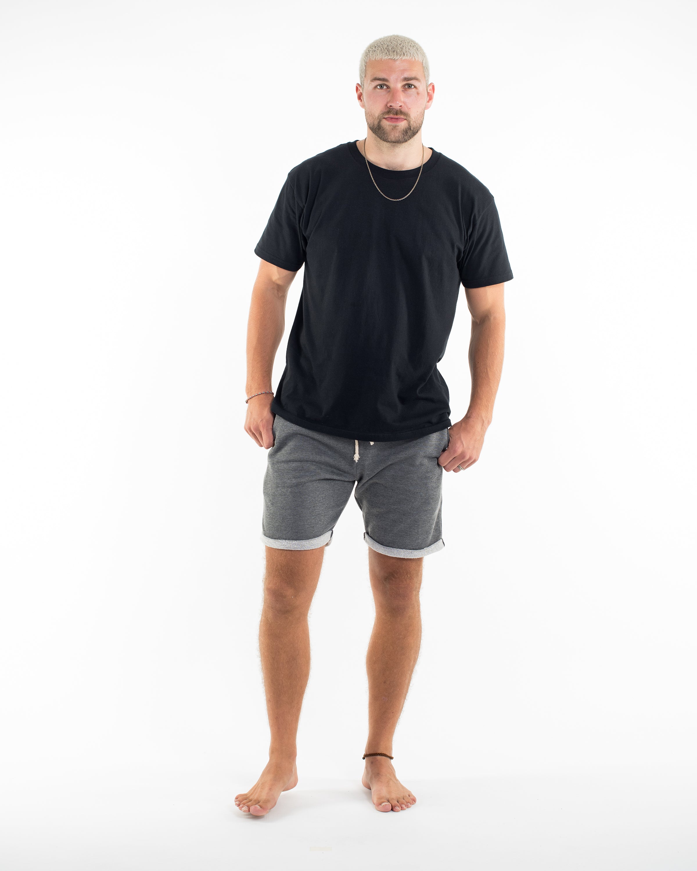 Men's Terry Shorts with Tribal Pockets in Black (Size M - XL)
