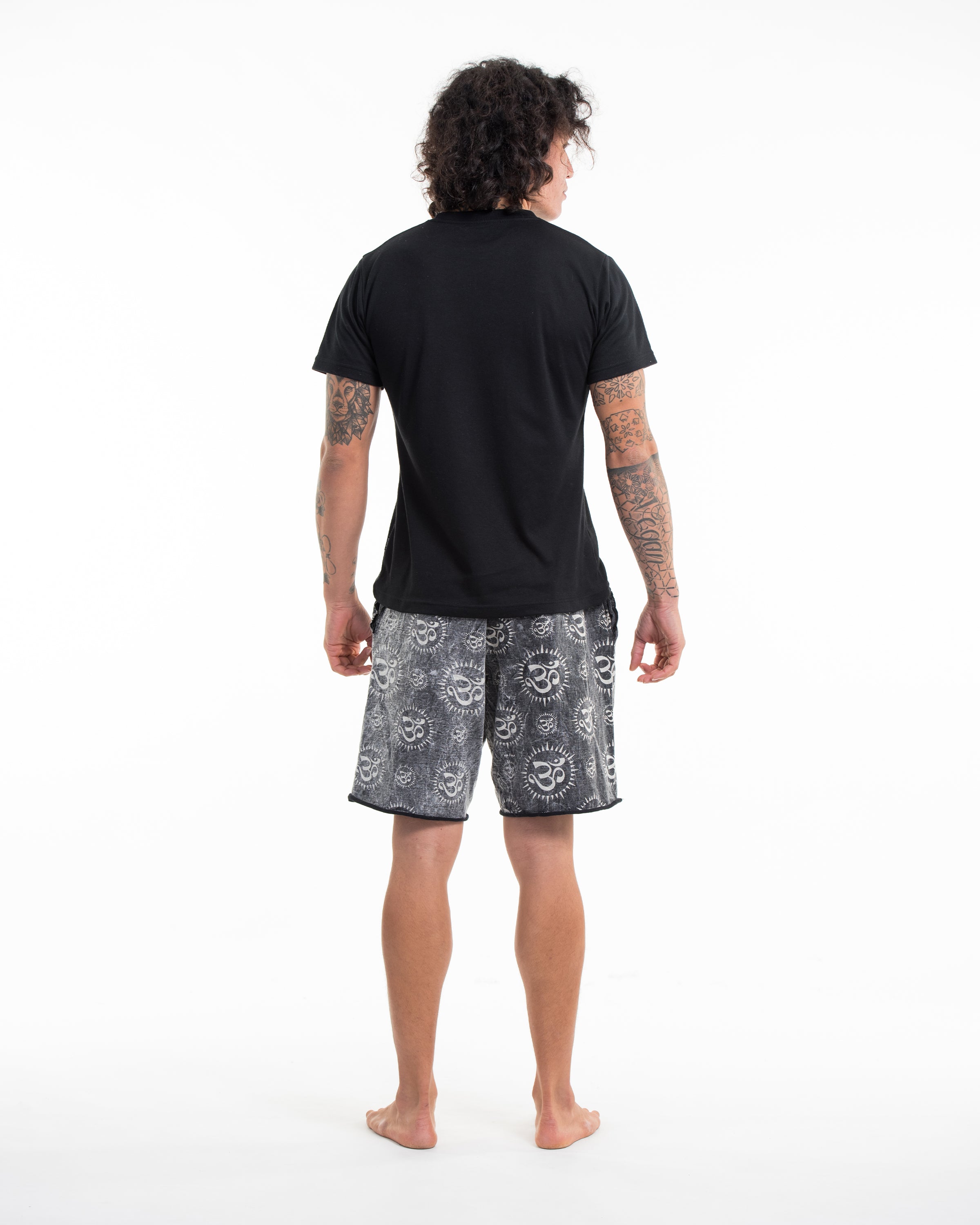Unisex Om Stone Washed Shorts in Black