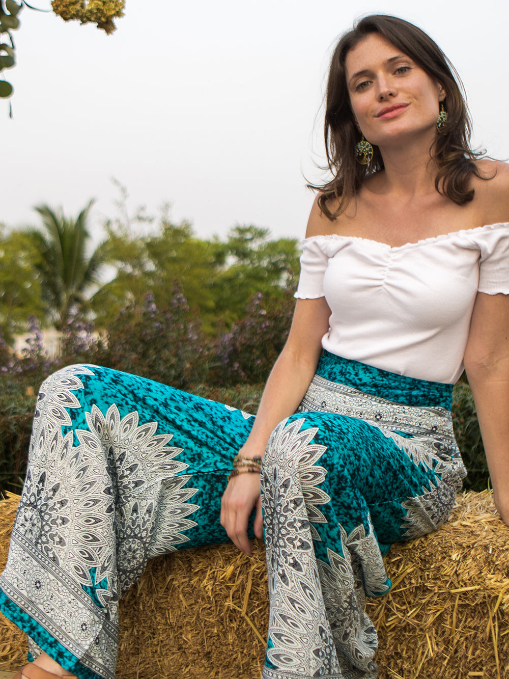 Womens Thai Silk Fisherman Pants Red Palazzo Sarong Harem Yoga