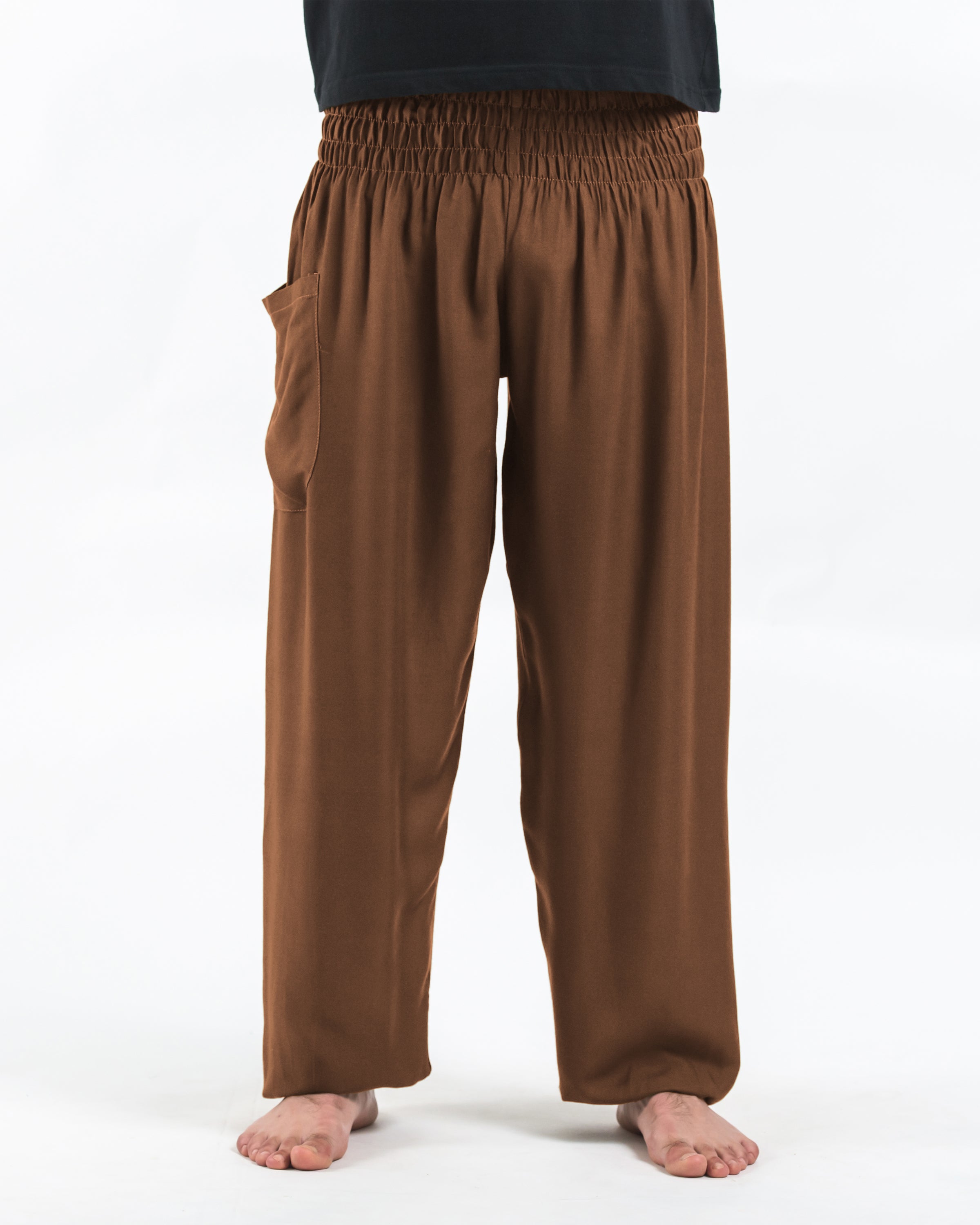 Solid Color Men's Harem Pants in Brown