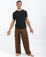 Solid Color Men's Harem Pants in Brown