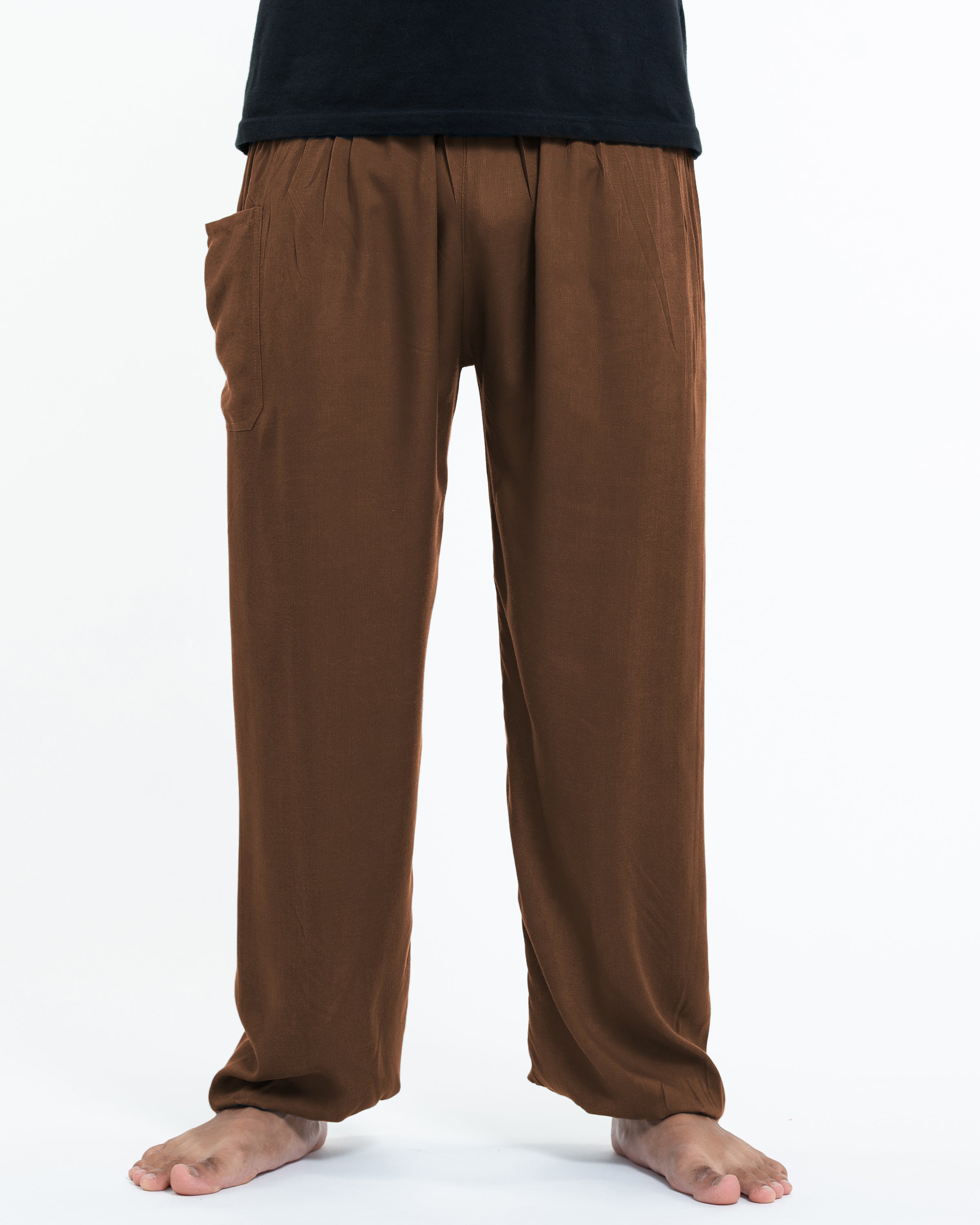 Solid Color Men's Tall Harem Pants in Brown