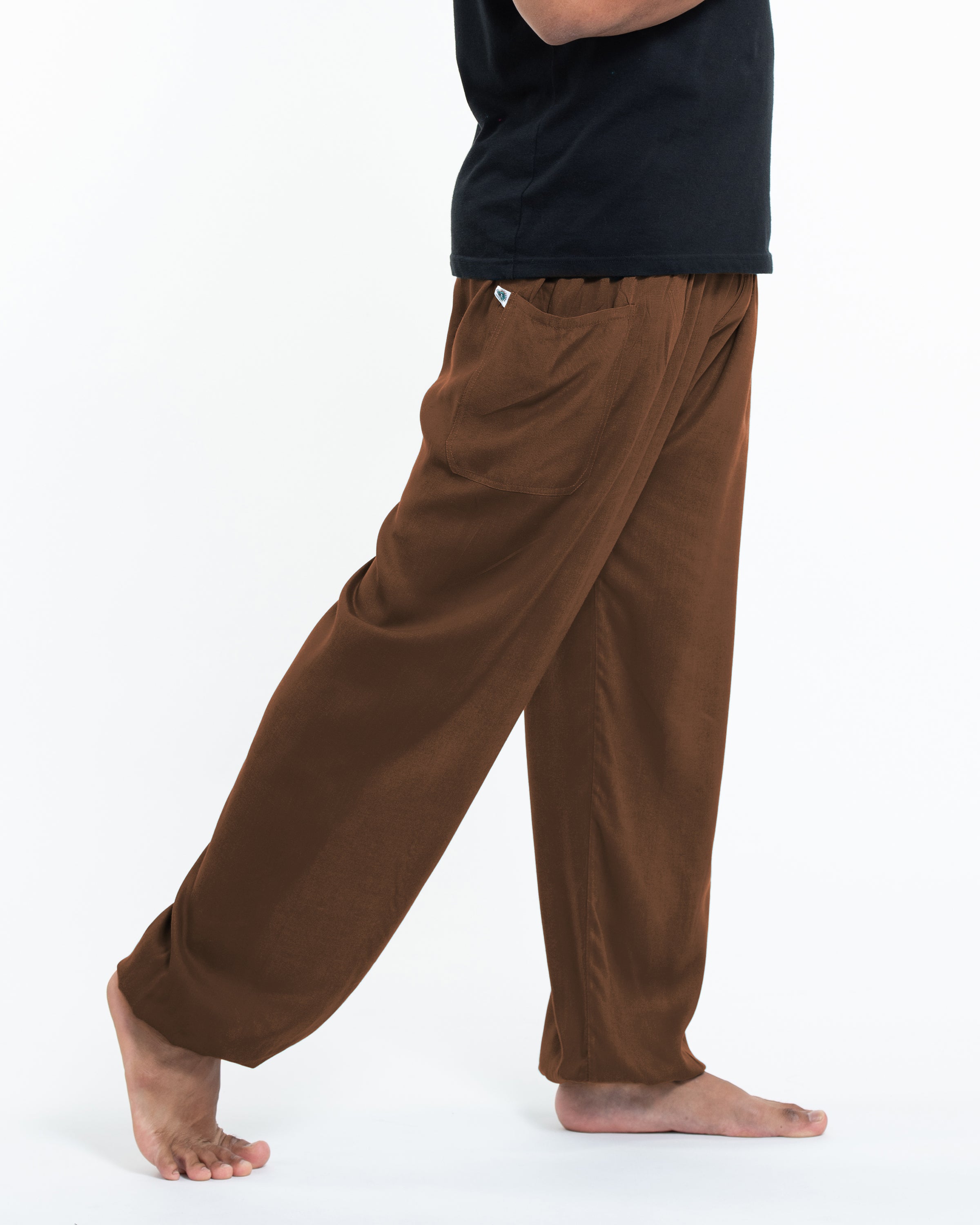 Solid Color Men's Tall Harem Pants in Brown