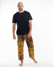 Men's Patchwork Block-Printed Pants in Yellow