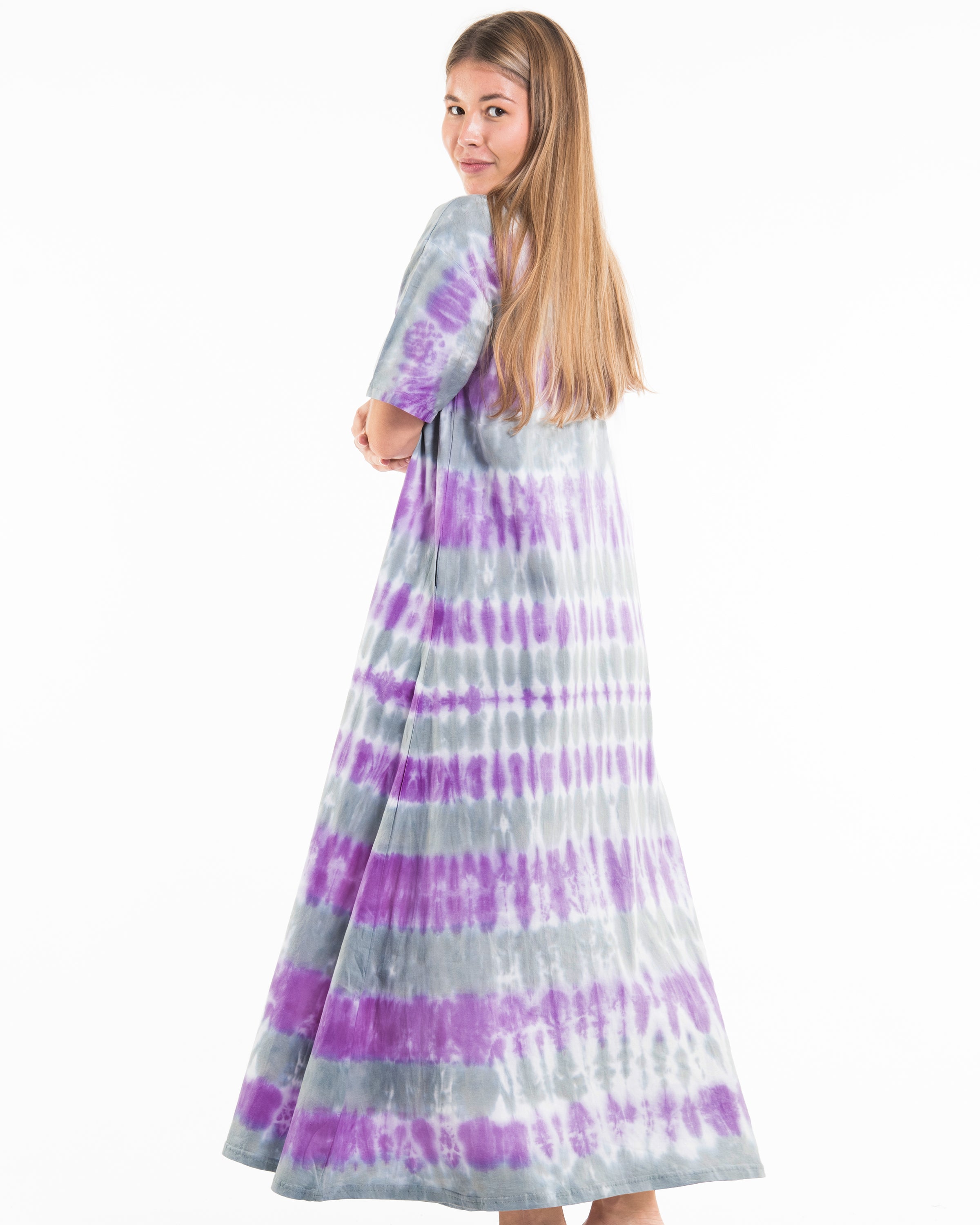 Tie Dye Loose Midi Dress in Purple Tie Dye Loose Midi Dress in Purple