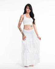 Solid Color Long Skirt in White