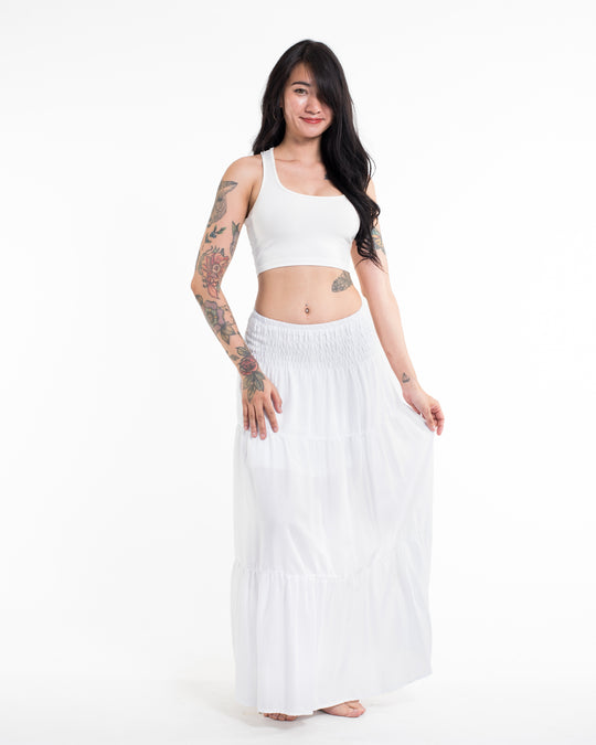 Solid Color Long Skirt in White