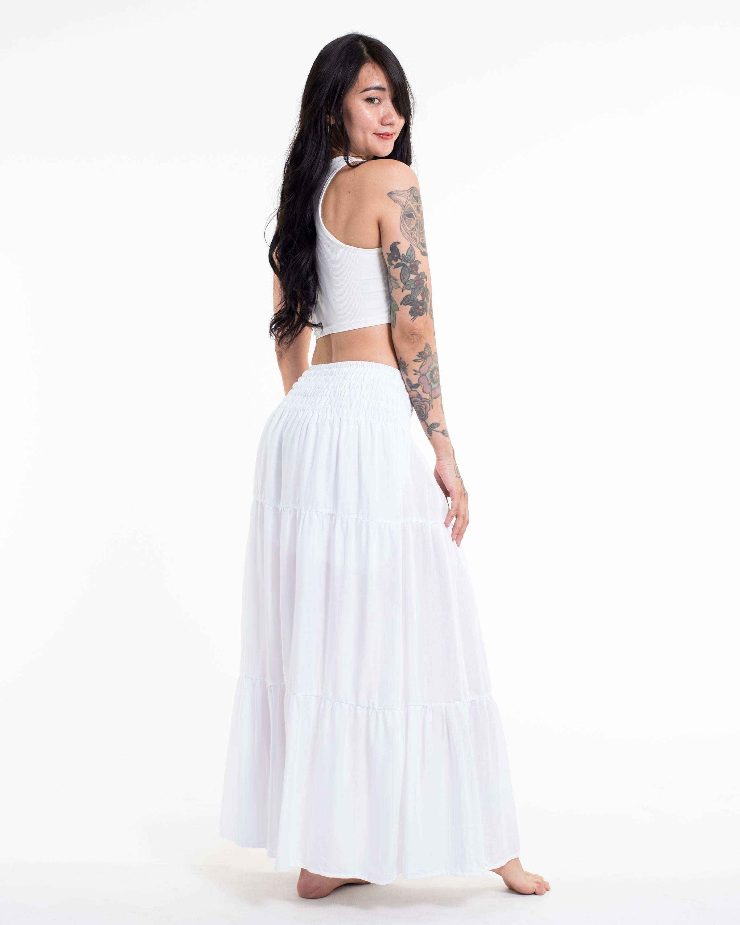 Solid Color Long Skirt in White