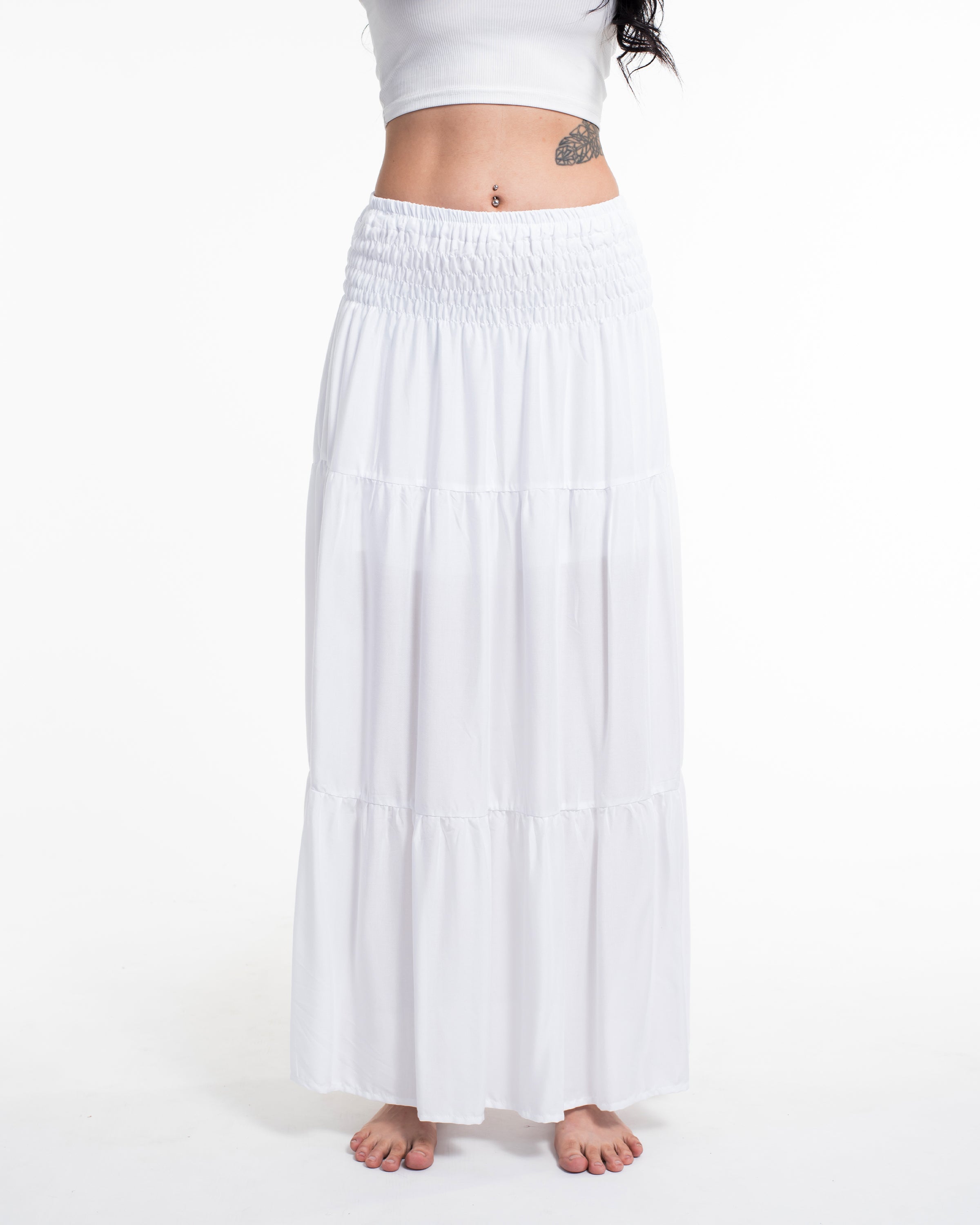 Solid Color Long Skirt in White