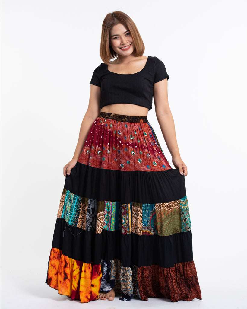 限定AMERI LIBERTY PATCHWORK BLK SKIRT LIBERTY PATCHWORK BLK SKIRT