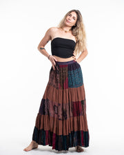 Patchwork Long Skirt in Light Brown